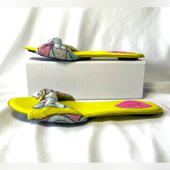 Emilio Pucci Slides- US 5.5 / EU 36 - yellow leather with terry cloth tie - Picture 2 of 6